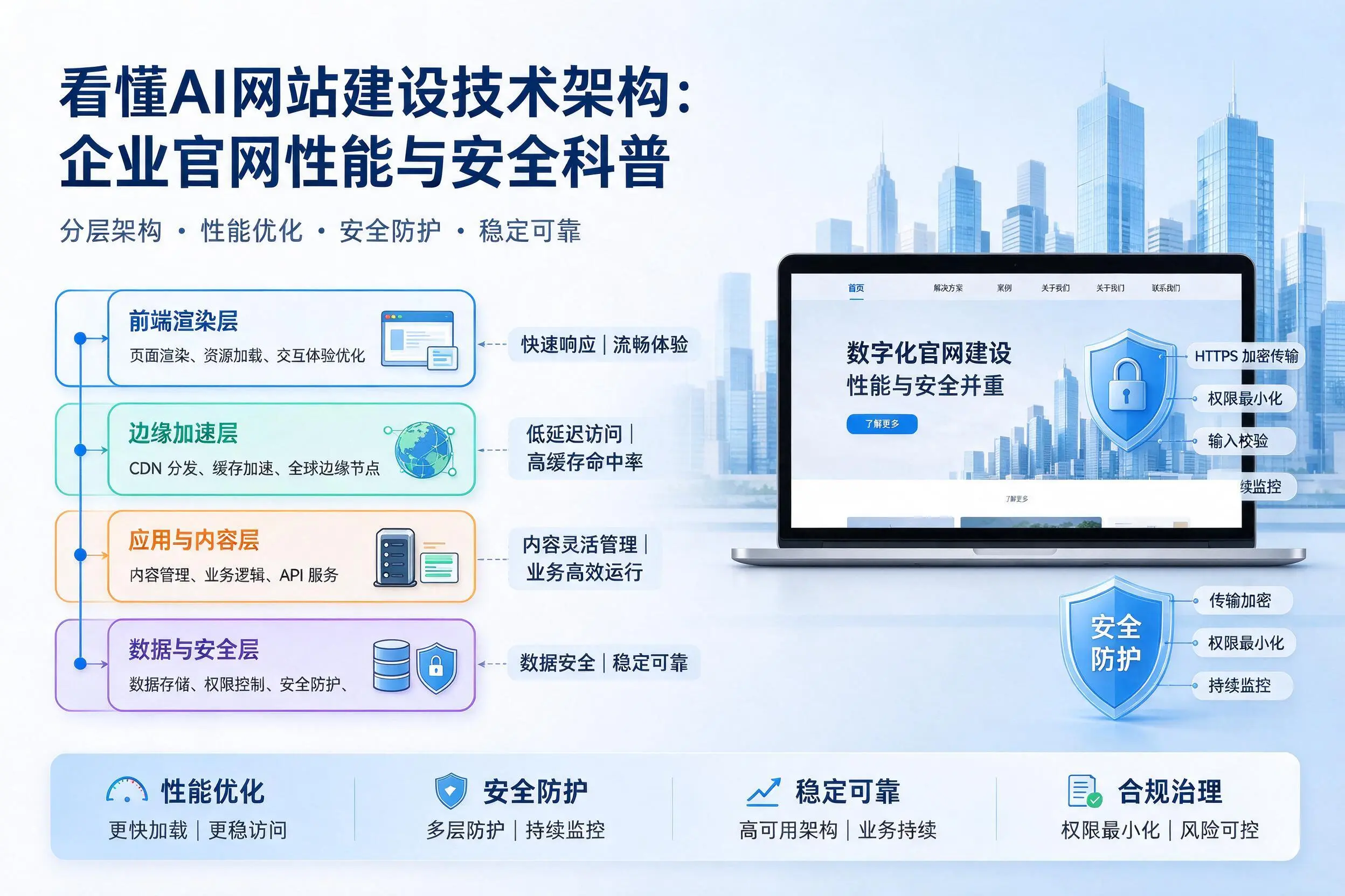 看懂AI网站建设技术架构：兰州企业官网性能与安全科普
