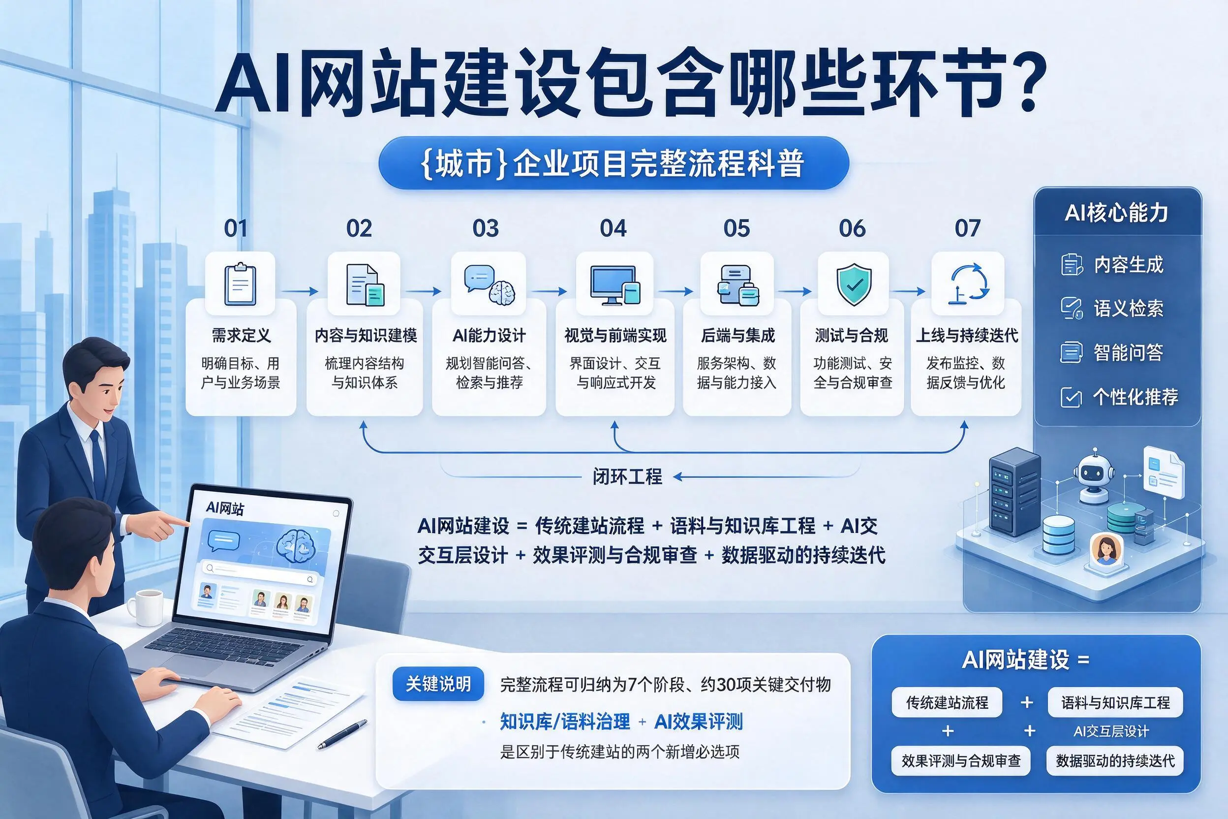 AI网站建设包含哪些环节？兰州企业项目完整流程科普