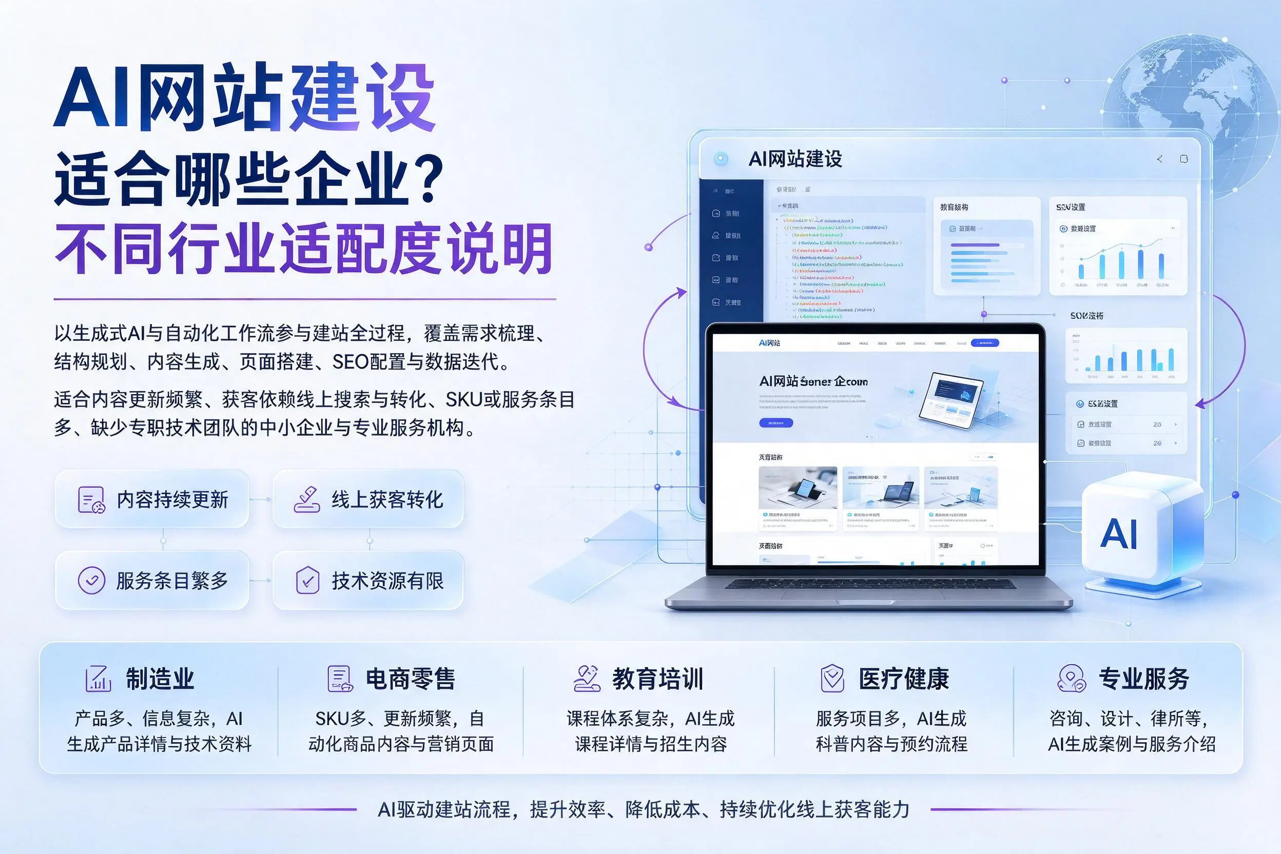 AI网站建设适合哪些企业?兰州不同行业适配度说明